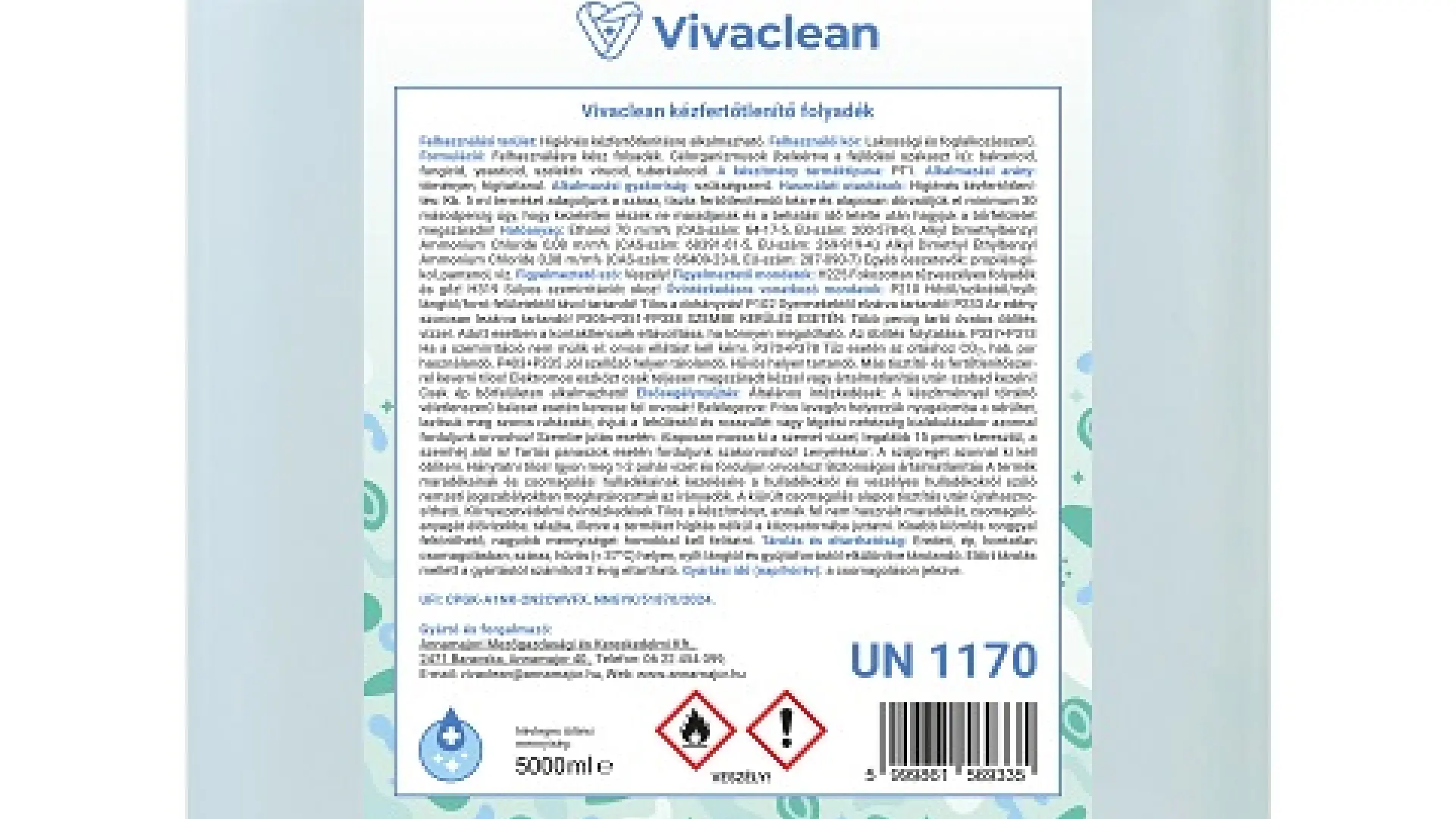 Vivaclean kézfertőtlenítő folyadék 5000 ml